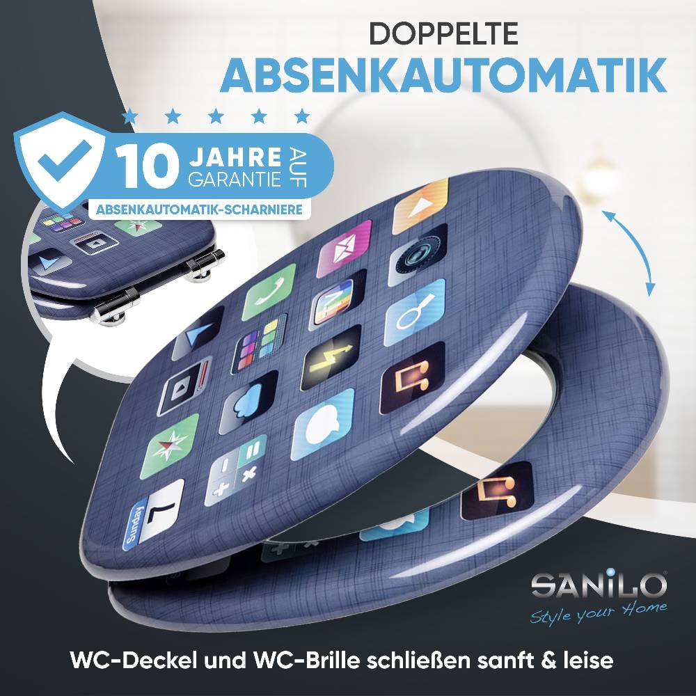 Sanilo WC-Sitz mit Absenkautomatik App - Premium Toilettendeckel direkt vom Hersteller Flash Sale