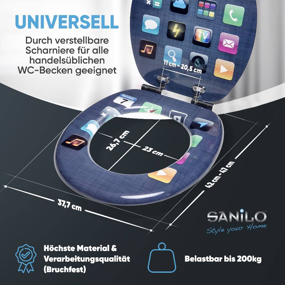 Sanilo WC-Sitz mit Absenkautomatik App - Premium Toilettendeckel direkt vom Hersteller Flash Sale