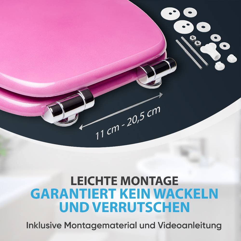 Sanilo WC-Sitz mit Absenkautomatik Glitzer Pink - Premium Toilettendeckel direkt vom Hersteller Cyber Monday