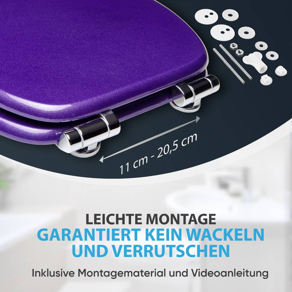 Sanilo WC-Sitz mit Absenkautomatik Glitzer Lila - Premium Toilettendeckel direkt vom Hersteller Osterangebot