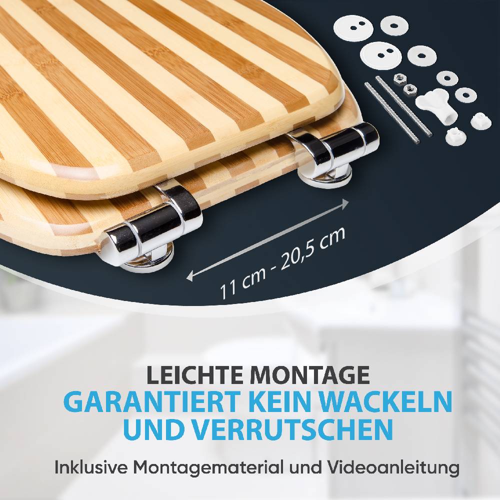 Sanilo WC-Sitz mit Absenkautomatik Bambus Gestreift - Premium Toilettendeckel direkt vom Hersteller Vatertagsangebot