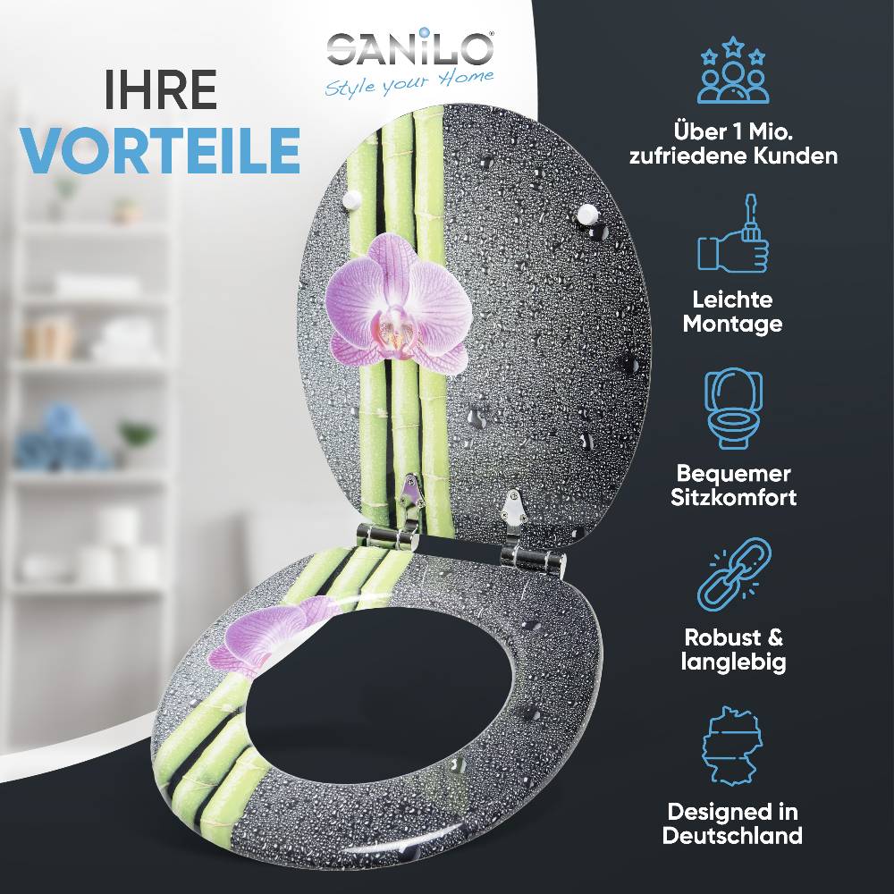 Sanilo WC-Sitz mit Absenkautomatik Asia - Premium Toilettendeckel direkt vom Hersteller