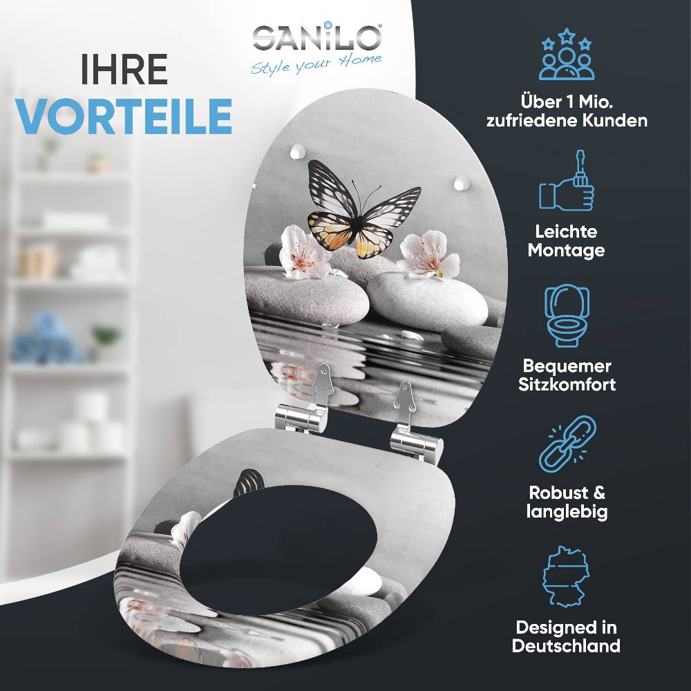 Sanilo WC-Sitz mit Absenkautomatik Vanesa - Premium Toilettendeckel direkt vom Hersteller
