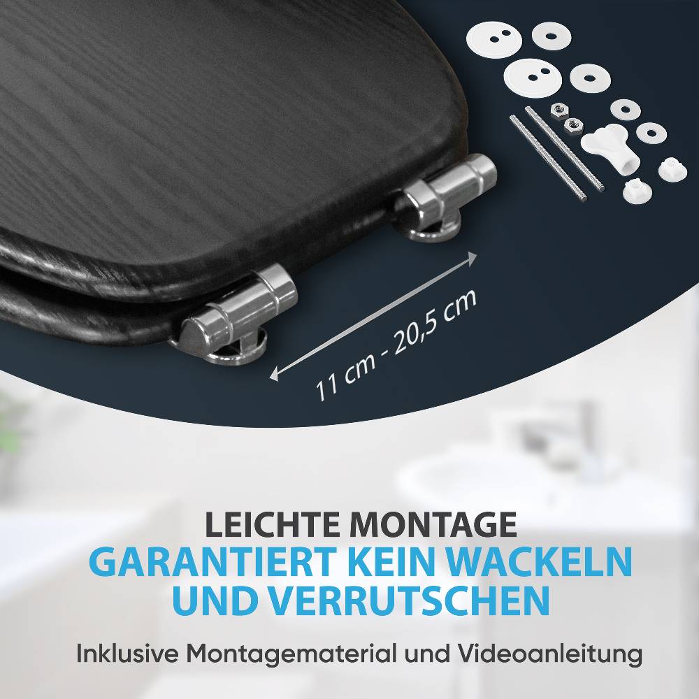Sanilo WC-Sitz mit Absenkautomatik Black Wood - Premium Toilettendeckel direkt vom Hersteller Neueste Mode
