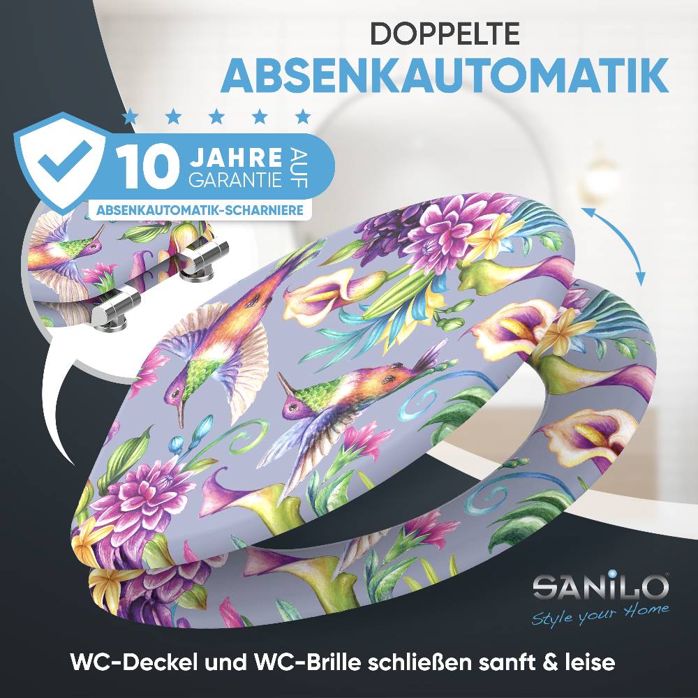 Sanilo WC-Sitz mit Absenkautomatik Kolibri - Premium Toilettendeckel direkt vom Hersteller Online Outlet