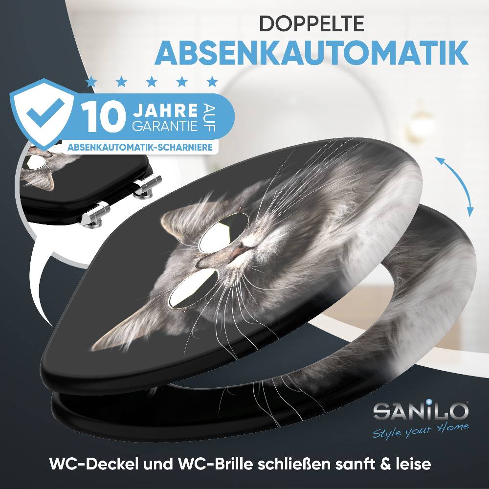 Sanilo WC-Sitz mit Absenkautomatik Cool Cat - Premium Toilettendeckel direkt vom Hersteller Outlet