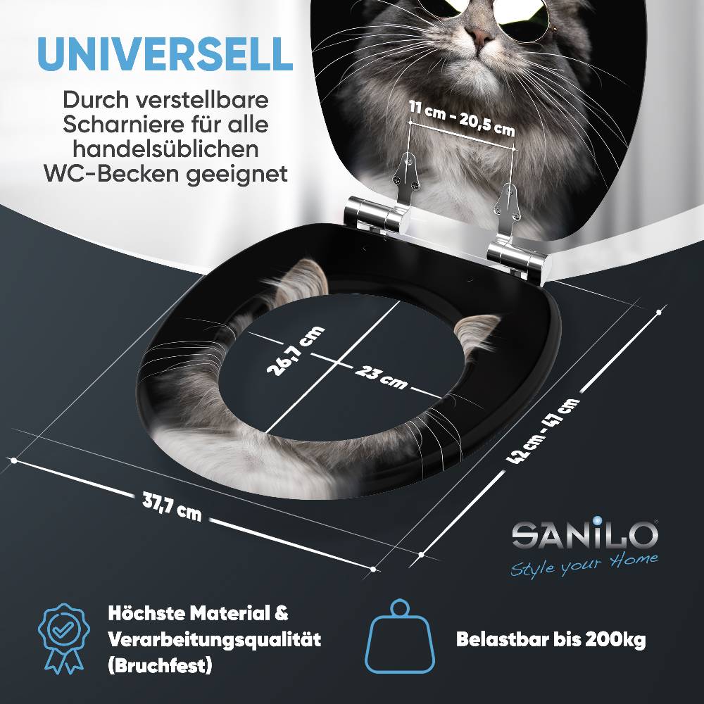 Sanilo WC-Sitz mit Absenkautomatik Cool Cat - Premium Toilettendeckel direkt vom Hersteller Outlet