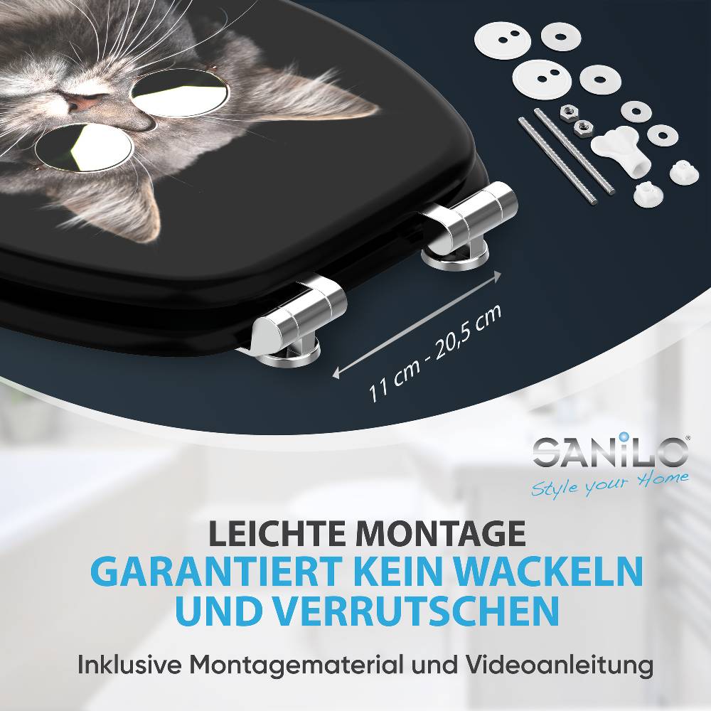 Sanilo WC-Sitz mit Absenkautomatik Cool Cat - Premium Toilettendeckel direkt vom Hersteller Outlet