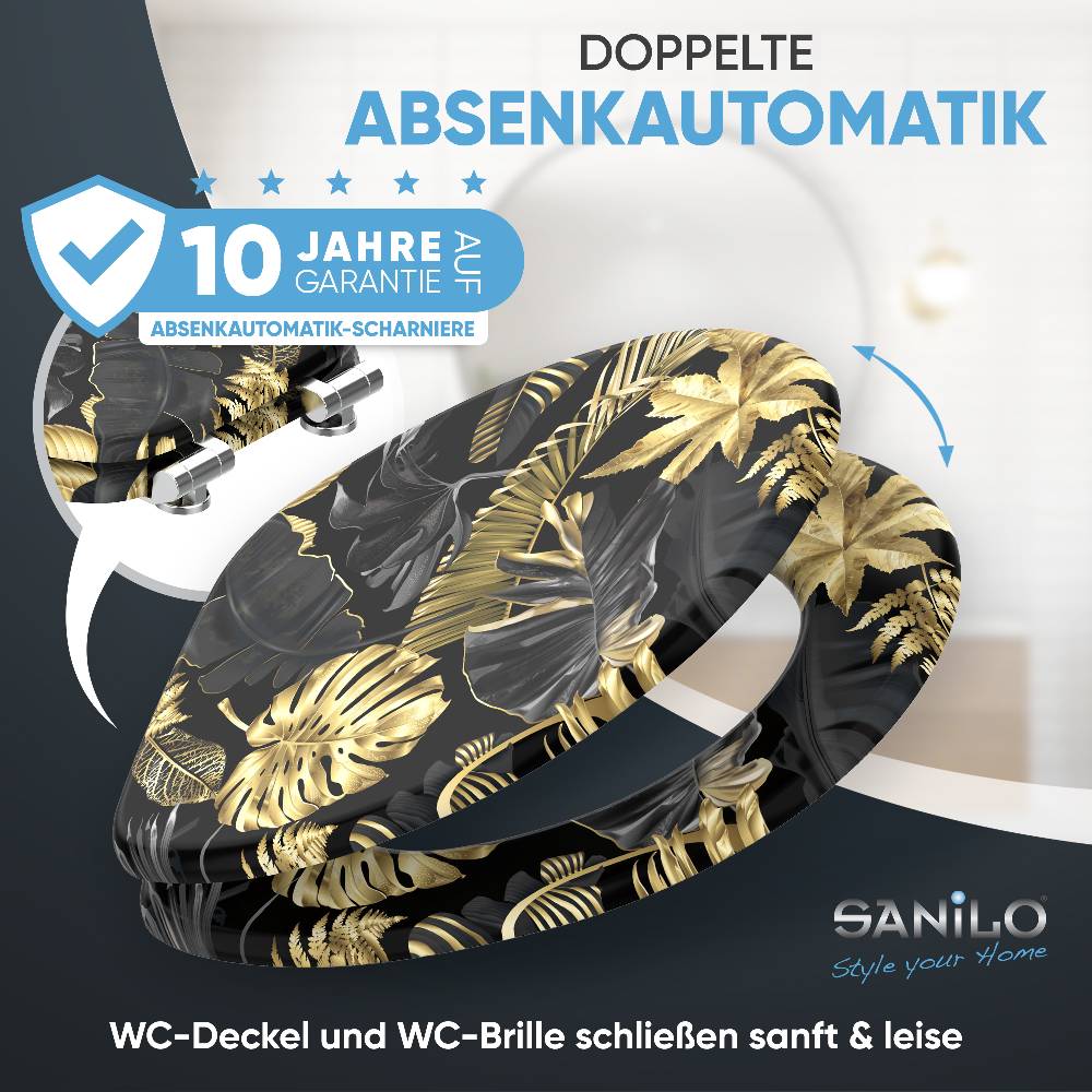 Sanilo WC-Sitz mit Absenkautomatik Golden Leaves - Premium Toilettendeckel direkt vom Hersteller Verkauf