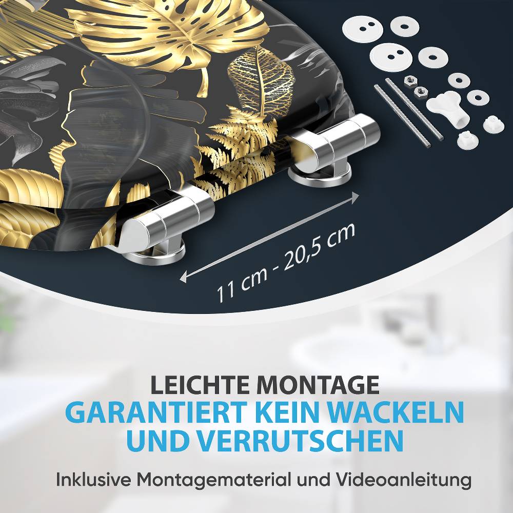 Sanilo WC-Sitz mit Absenkautomatik Golden Leaves - Premium Toilettendeckel direkt vom Hersteller Verkauf