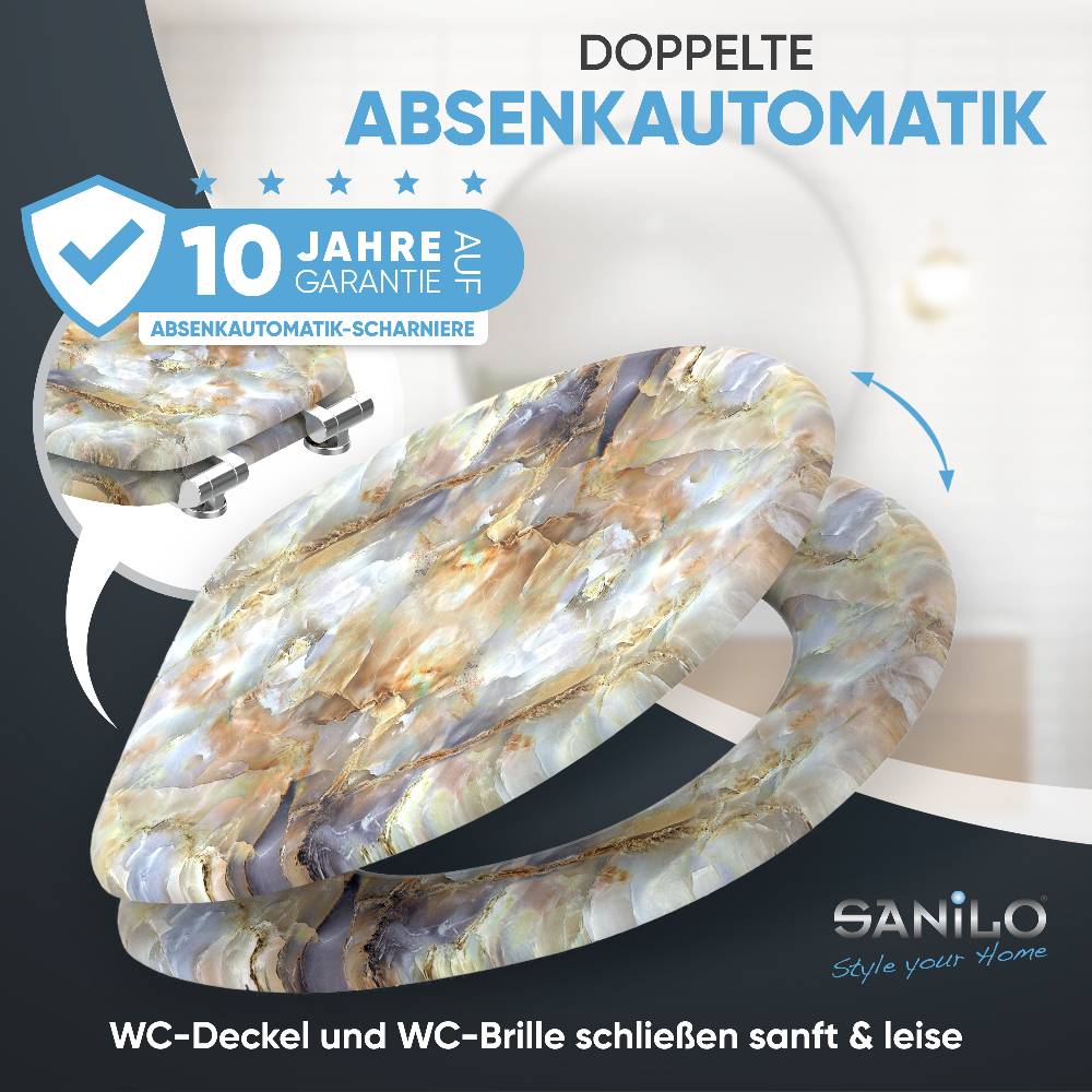 Sanilo WC-Sitz mit Absenkautomatik Marmor Braun - Premium Toilettendeckel direkt vom Hersteller Hotsell