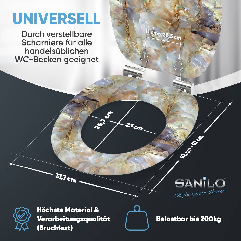 Sanilo WC-Sitz mit Absenkautomatik Marmor Braun - Premium Toilettendeckel direkt vom Hersteller Hotsell
