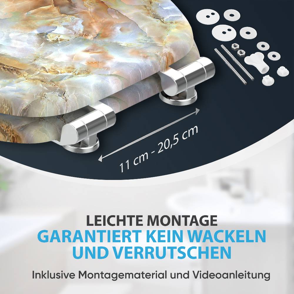 Sanilo WC-Sitz mit Absenkautomatik Marmor Braun - Premium Toilettendeckel direkt vom Hersteller Hotsell