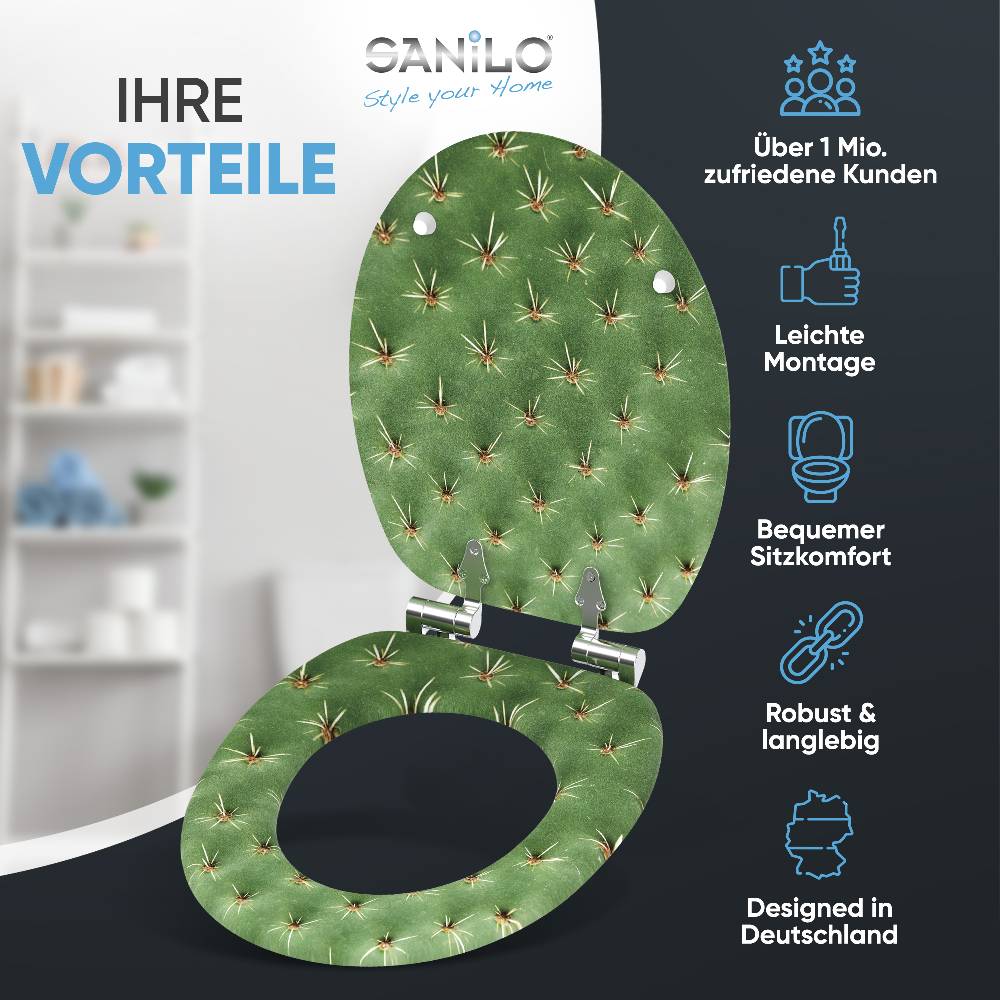 Sanilo WC-Sitz mit Absenkautomatik Kaktus - Premium Toilettendeckel direkt vom Hersteller