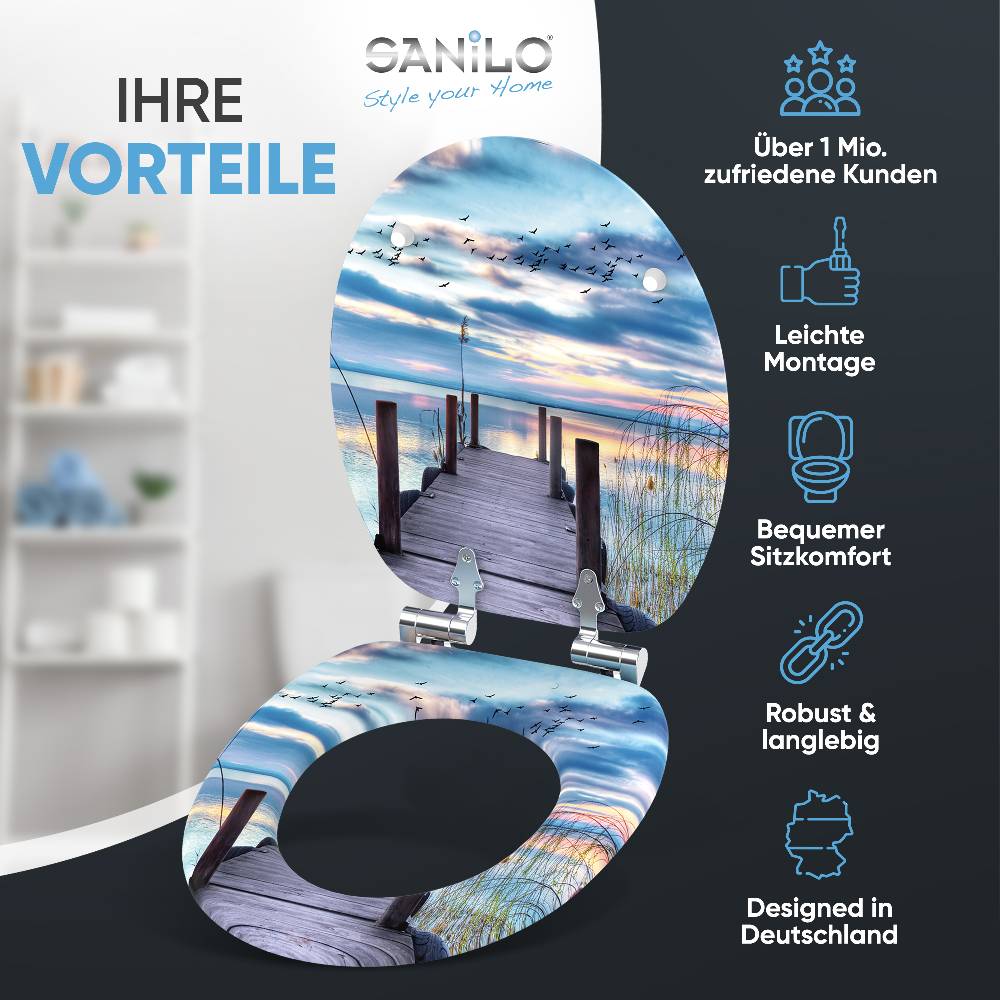 Sanilo WC-Sitz mit Absenkautomatik Sunset - Premium Toilettendeckel direkt vom Hersteller