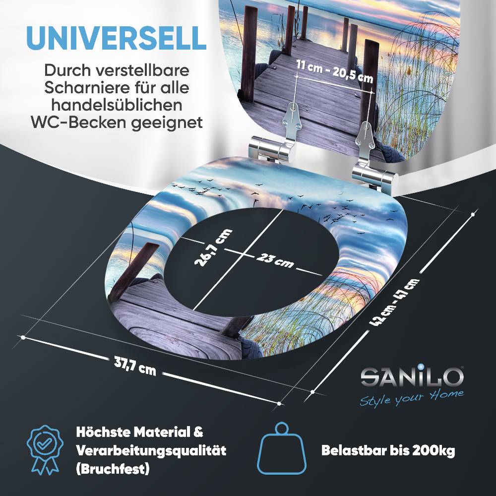Sanilo WC-Sitz mit Absenkautomatik Sunset - Premium Toilettendeckel direkt vom Hersteller Günstiger Verkauf