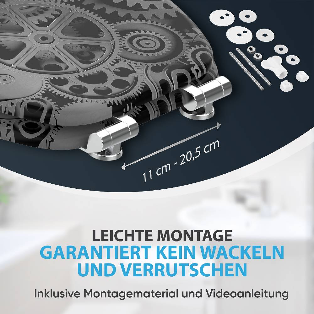 Sanilo WC-Sitz mit Absenkautomatik Gears - Premium Toilettendeckel direkt vom Hersteller Fabrikverkauf