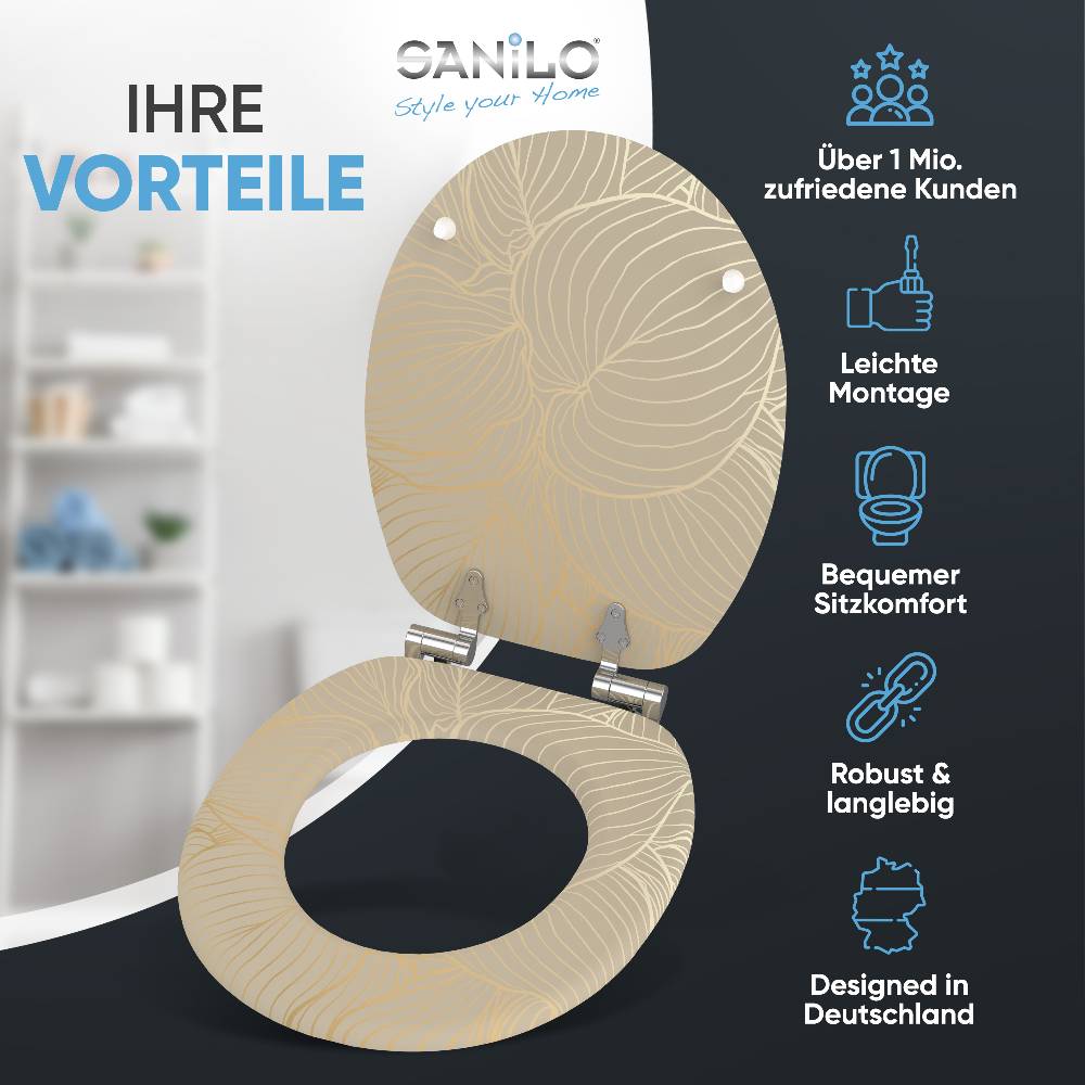 Sanilo WC-Sitz mit Absenkautomatik Hosta - Premium Toilettendeckel direkt vom Hersteller