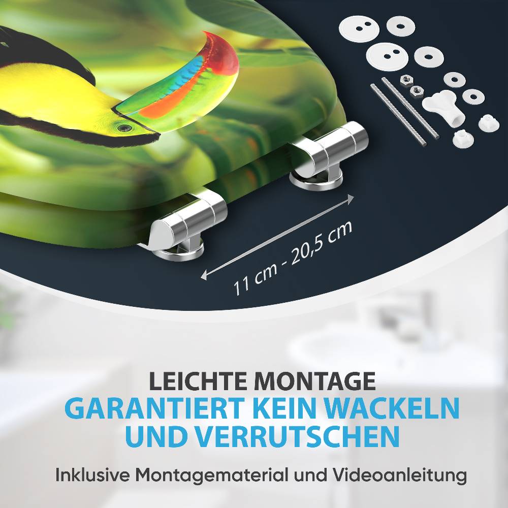 Sanilo WC-Sitz mit Absenkautomatik Toucan - Premium Toilettendeckel direkt vom Hersteller Blitzverkäufe