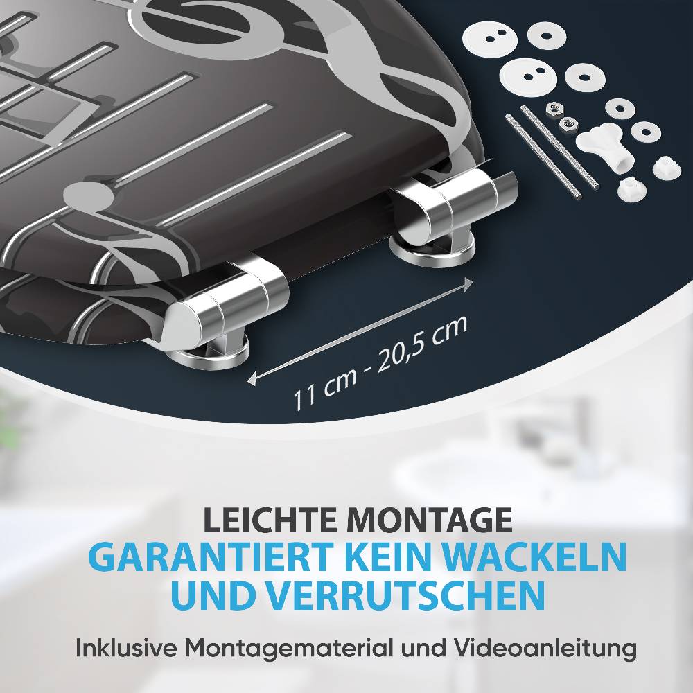 Sanilo WC-Sitz mit Absenkautomatik Musical Notes - Premium Toilettendeckel direkt vom Hersteller Fabrikpreis