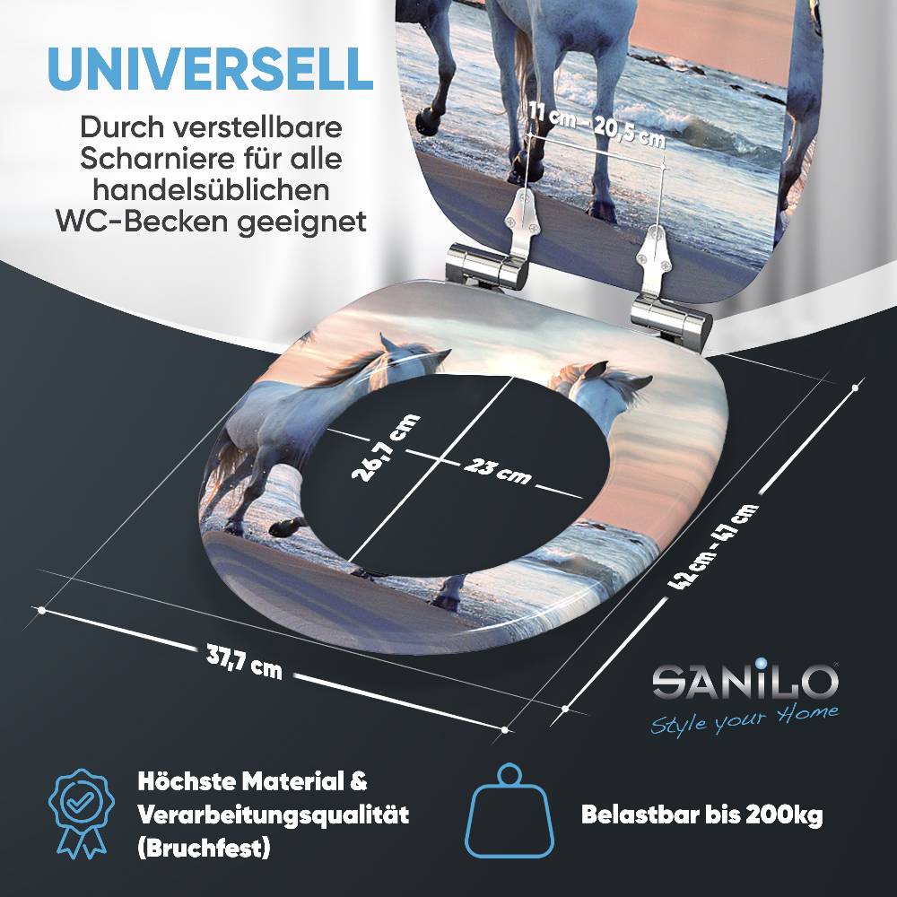Sanilo WC-Sitz mit Absenkautomatik Pferde - Premium Toilettendeckel direkt vom Hersteller Sonderangebot