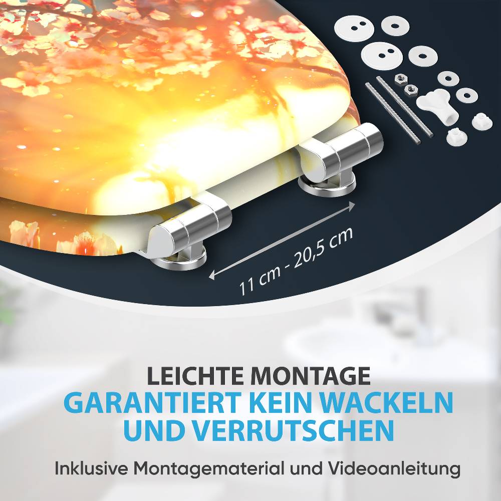 Sanilo WC-Sitz mit Absenkautomatik Kirschblüte - Premium Toilettendeckel direkt vom Hersteller Rabatt