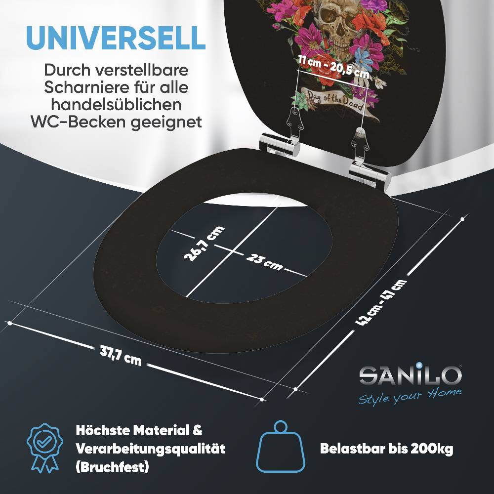 Sanilo WC-Sitz mit Absenkautomatik Day of the Dead - Premium Toilettendeckel direkt vom Hersteller Günstig kaufen