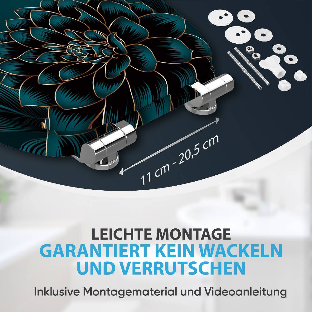 Sanilo WC-Sitz mit Absenkautomatik Dahlien - Premium Toilettendeckel direkt vom Hersteller Großer Ausverkauf