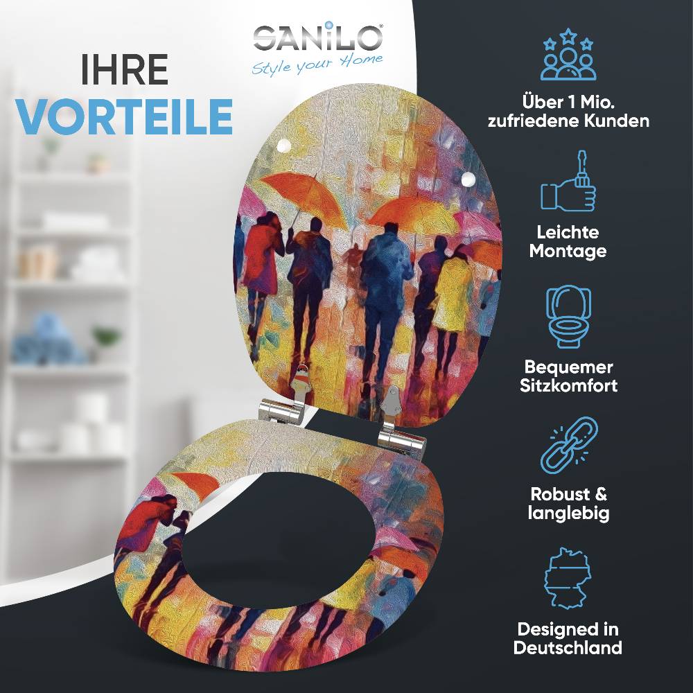 Sanilo WC-Sitz mit Absenkautomatik Umbrella - Premium Toilettendeckel direkt vom Hersteller