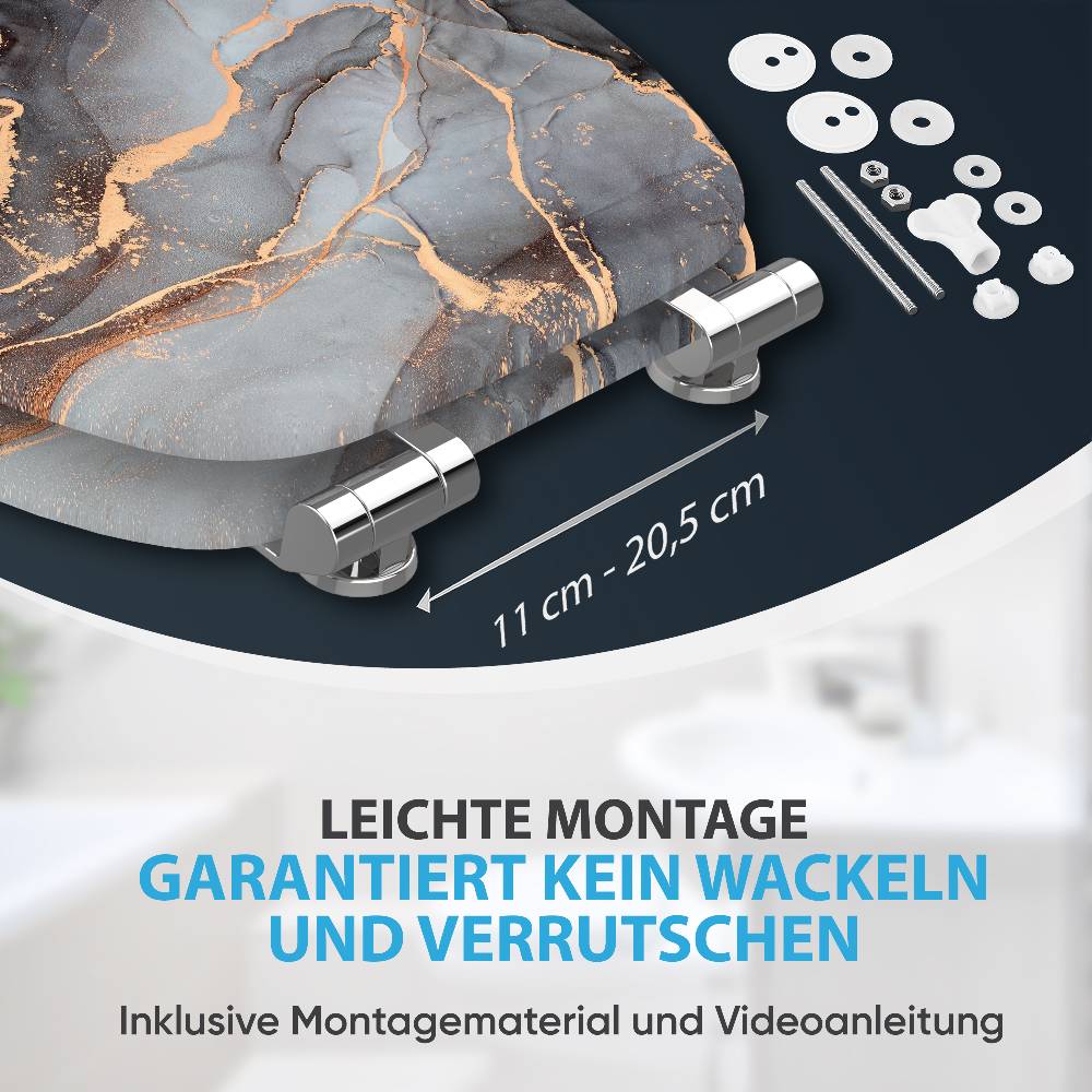 Sanilo WC-Sitz mit Absenkautomatik Marmor Abstrakt - Premium Toilettendeckel direkt vom Hersteller Begrenztes Angebot