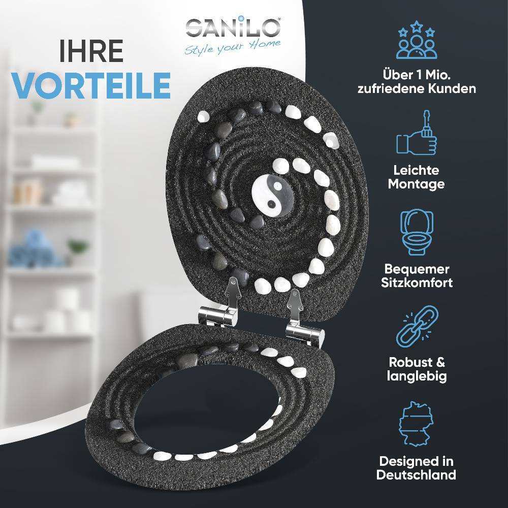 Sanilo WC-Sitz mit Absenkautomatik Yin Yang - Premium Toilettendeckel direkt vom Hersteller