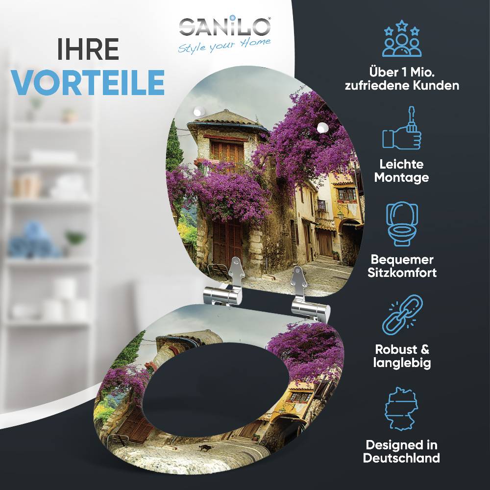 Sanilo WC-Sitz mit Absenkautomatik Toskana - Premium Toilettendeckel direkt vom Hersteller