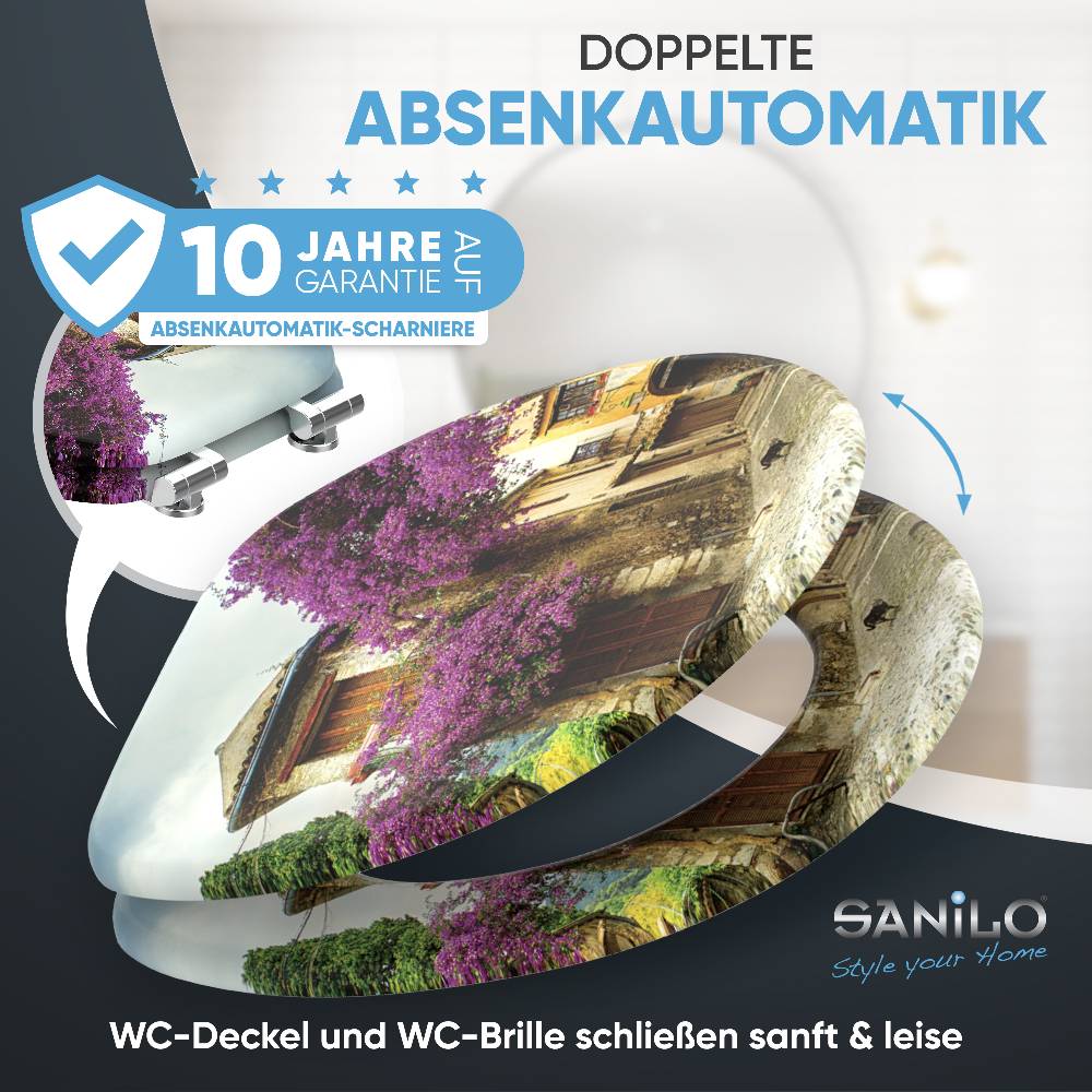 Sanilo WC-Sitz mit Absenkautomatik Toskana - Premium Toilettendeckel direkt vom Hersteller Saisonschlussverkauf