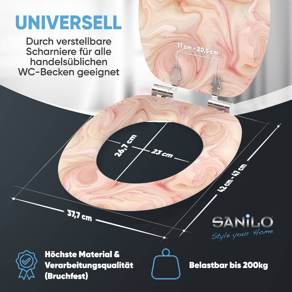 Sanilo WC-Sitz mit Absenkautomatik Marmor Rosa - Premium Toilettendeckel direkt vom Hersteller Black Friday