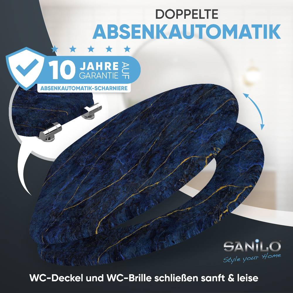 Sanilo WC-Sitz mit Absenkautomatik Marmor Darkblue - Premium Toilettendeckel direkt vom Hersteller Cyber Monday