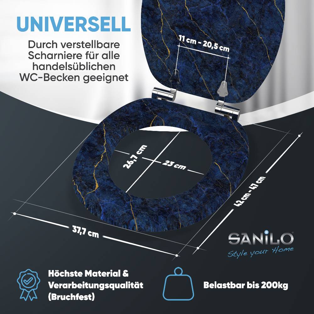 Sanilo WC-Sitz mit Absenkautomatik Marmor Darkblue - Premium Toilettendeckel direkt vom Hersteller Cyber Monday