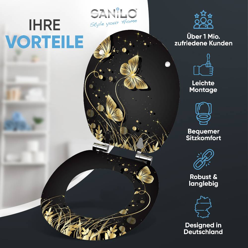 Sanilo WC-Sitz mit Absenkautomatik Silhouette - Premium Toilettendeckel direkt vom Hersteller