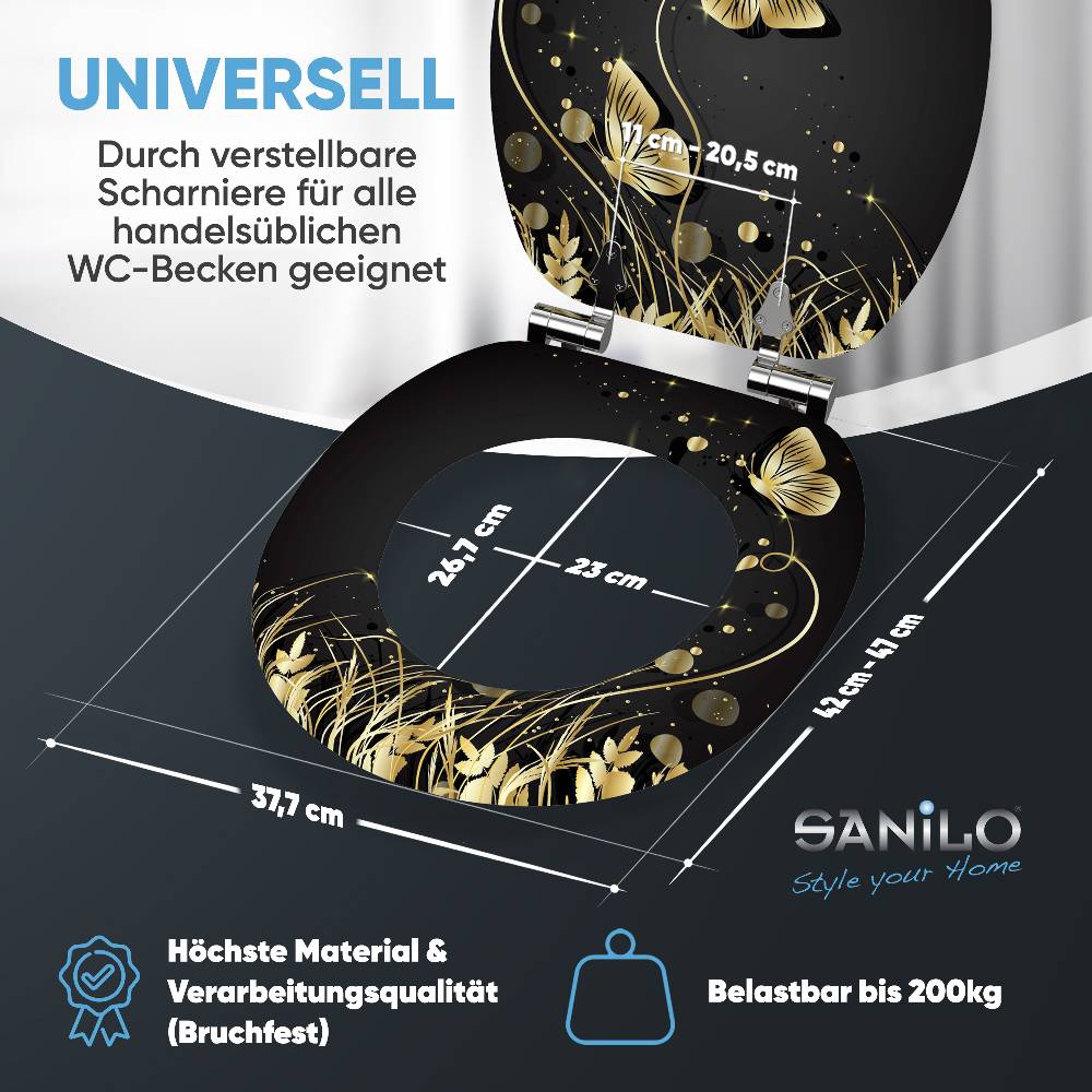 Sanilo WC-Sitz mit Absenkautomatik Silhouette - Premium Toilettendeckel direkt vom Hersteller Weihnachtsangebot