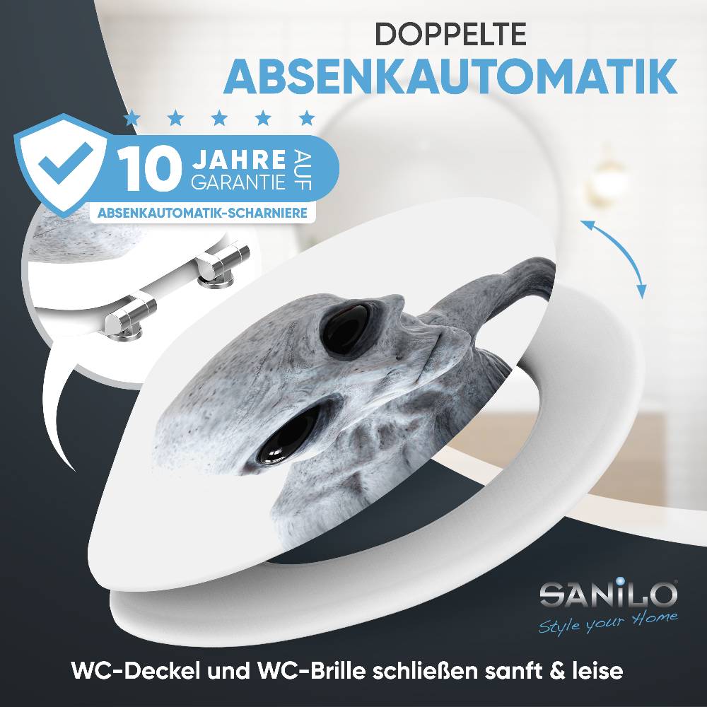 Sanilo WC-Sitz mit Absenkautomatik Alien - Premium Toilettendeckel direkt vom Hersteller Muttertagsangebot