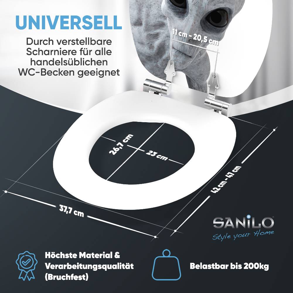Sanilo WC-Sitz mit Absenkautomatik Alien - Premium Toilettendeckel direkt vom Hersteller Muttertagsangebot