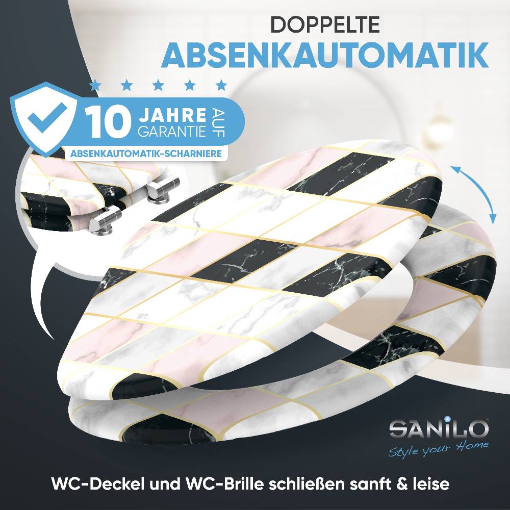 Sanilo WC-Sitz mit Absenkautomatik Diamond - Premium Toilettendeckel direkt vom Hersteller Vatertagsangebot