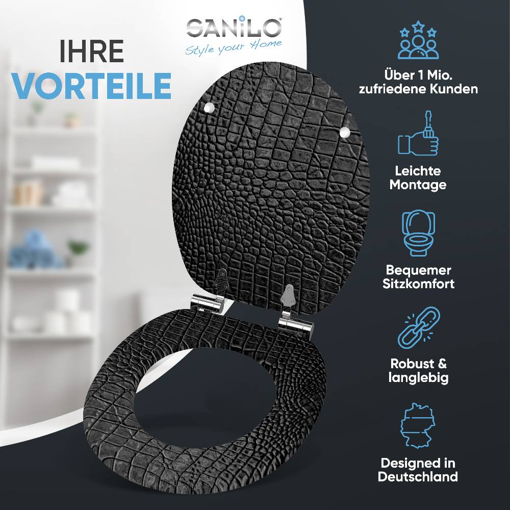 Sanilo WC-Sitz mit Absenkautomatik Leder - Premium Toilettendeckel direkt vom Hersteller
