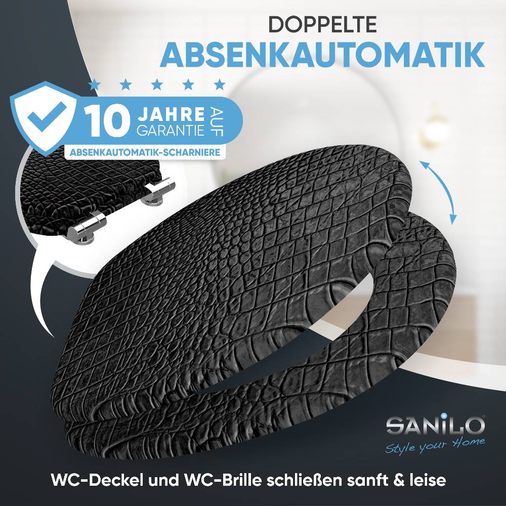 Sanilo WC-Sitz mit Absenkautomatik Leder - Premium Toilettendeckel direkt vom Hersteller Jubiläumsangebot