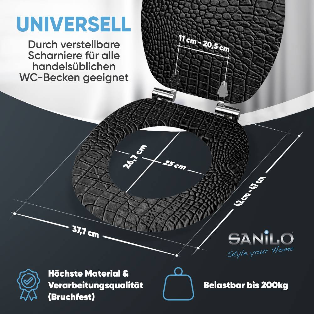 Sanilo WC-Sitz mit Absenkautomatik Leder - Premium Toilettendeckel direkt vom Hersteller Jubiläumsangebot
