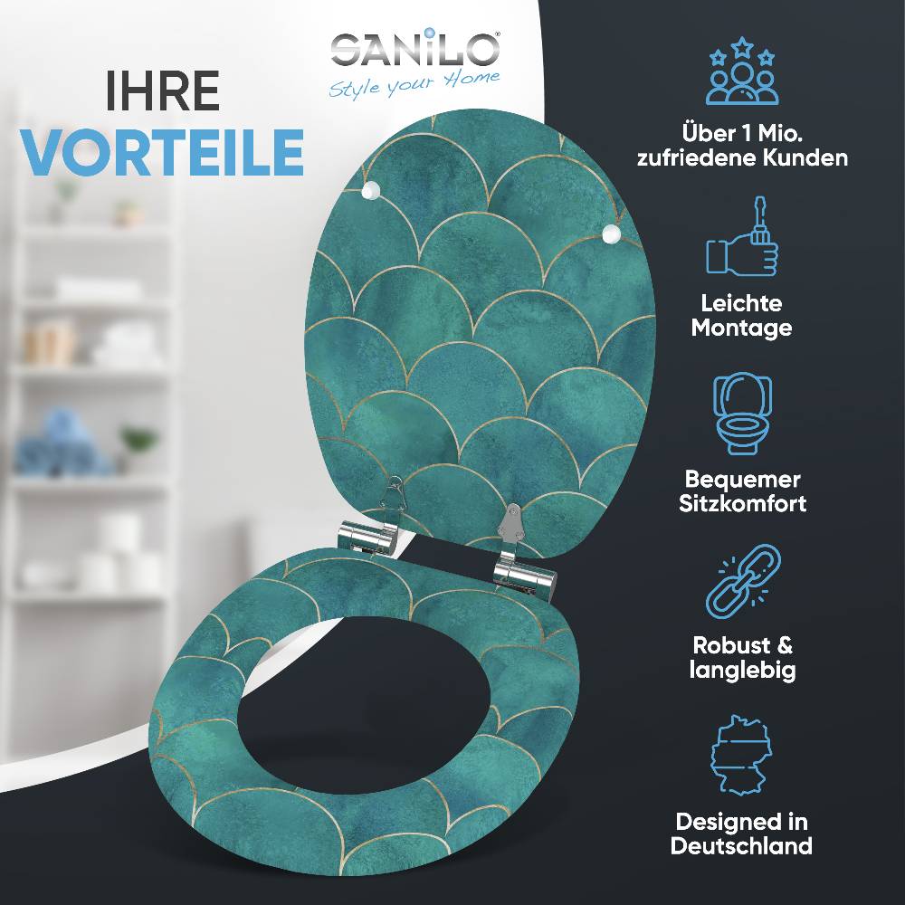Sanilo WC-Sitz mit Absenkautomatik Aquarell - Premium Toilettendeckel direkt vom Hersteller