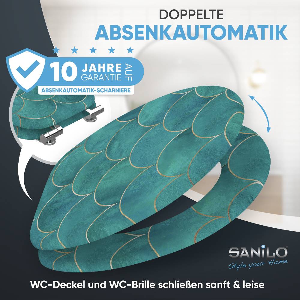 Sanilo WC-Sitz mit Absenkautomatik Aquarell - Premium Toilettendeckel direkt vom Hersteller Lagerräumung