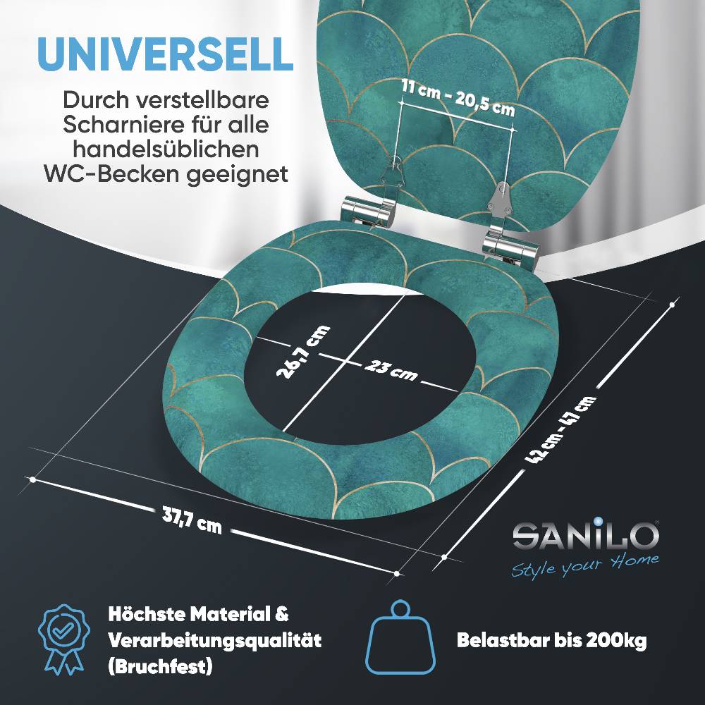 Sanilo WC-Sitz mit Absenkautomatik Aquarell - Premium Toilettendeckel direkt vom Hersteller Lagerräumung