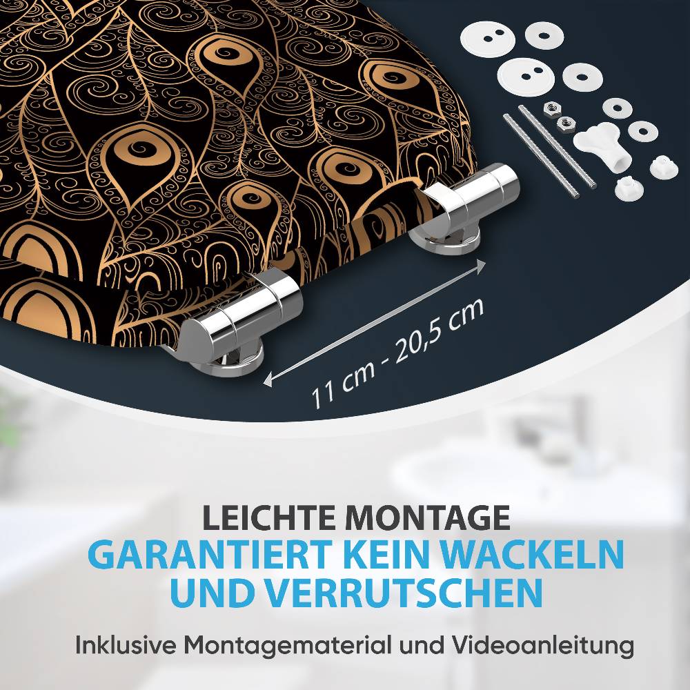 Sanilo WC-Sitz mit Absenkautomatik Pfau - Premium Toilettendeckel direkt vom Hersteller Heißer Verkauf
