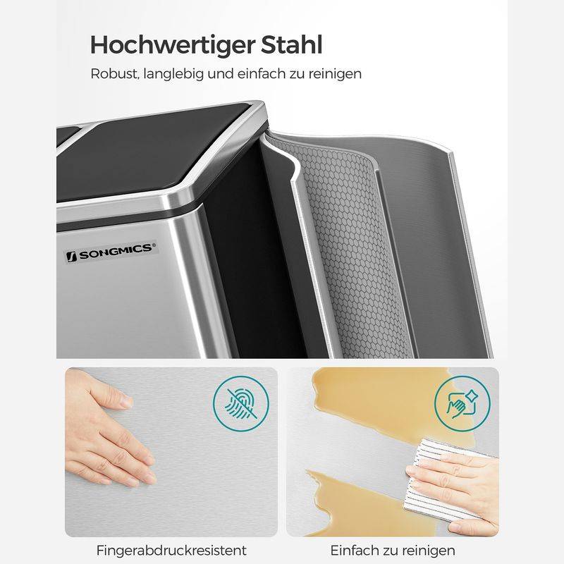 Songmics SONGMICS Mülltrennsystem mit Fußpedal und 3 Inneimern Clearance-Verkauf