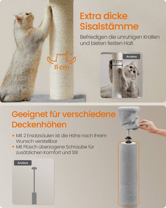 Songmics Feandrea Kratzbaum deckenhoch 231-291 cm höhenverstellbar Black Friday Preise
